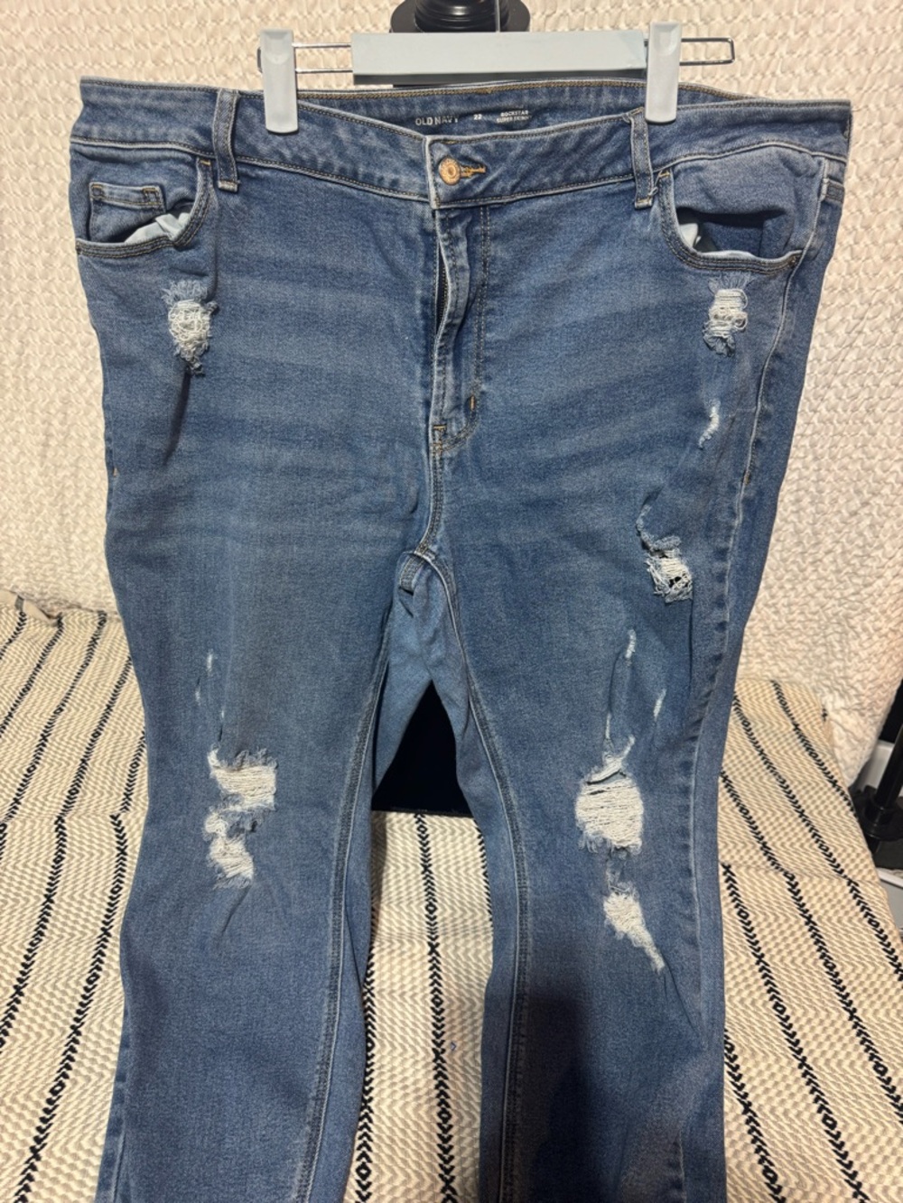 Old Navy Blue Distressed Skinny Jeans